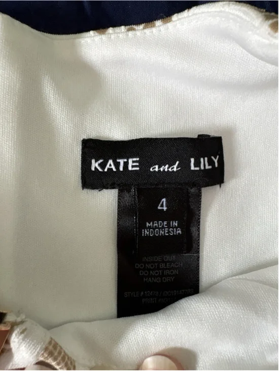 Kate and Lily Sleeveless Sheath Dress Size 4 White Tan Floral Lace Print Office - Picture 6 of 6